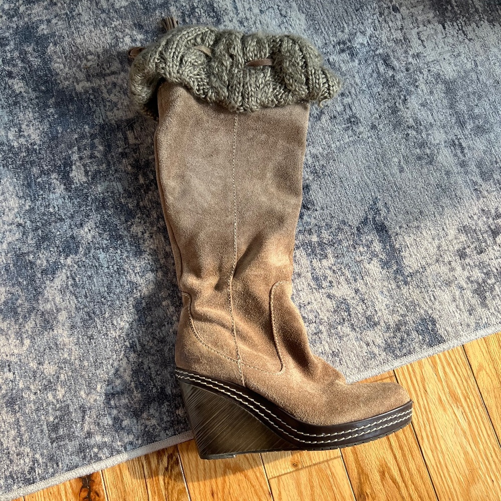 Knee high wedge boots